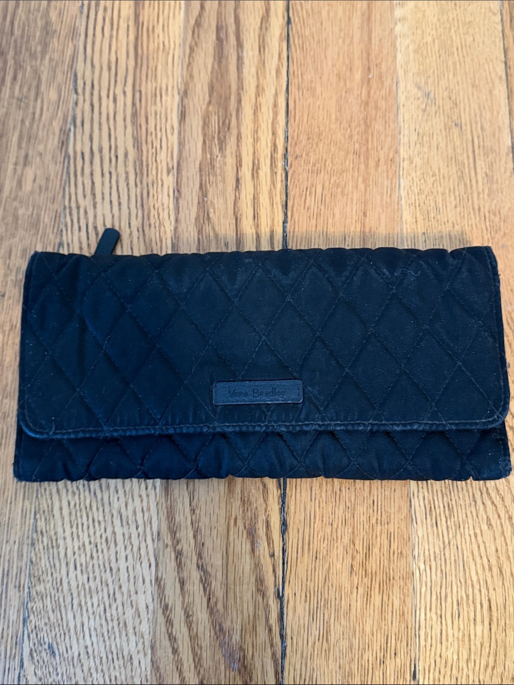 Vera Bradley Black Quilted Foldover Clutch Wallet